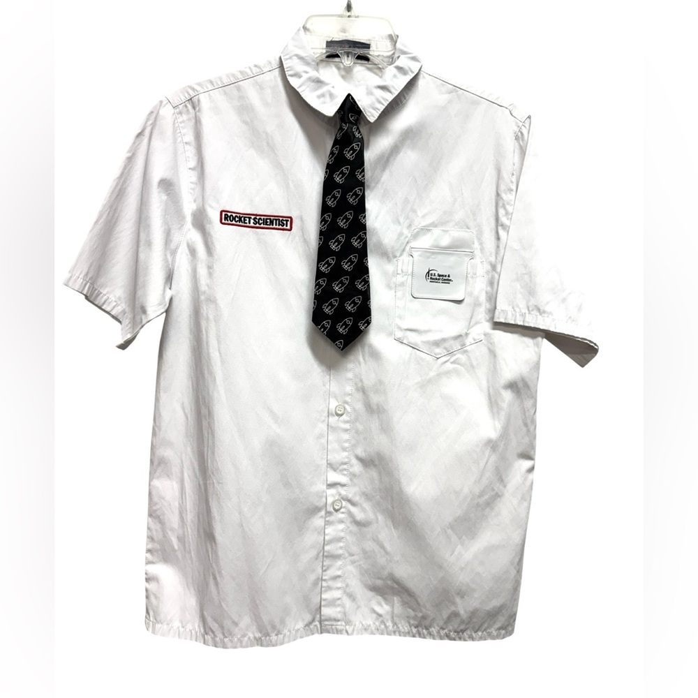 Space Gear Rocket Scientist Costume Top with Spaceship Tie Size Large